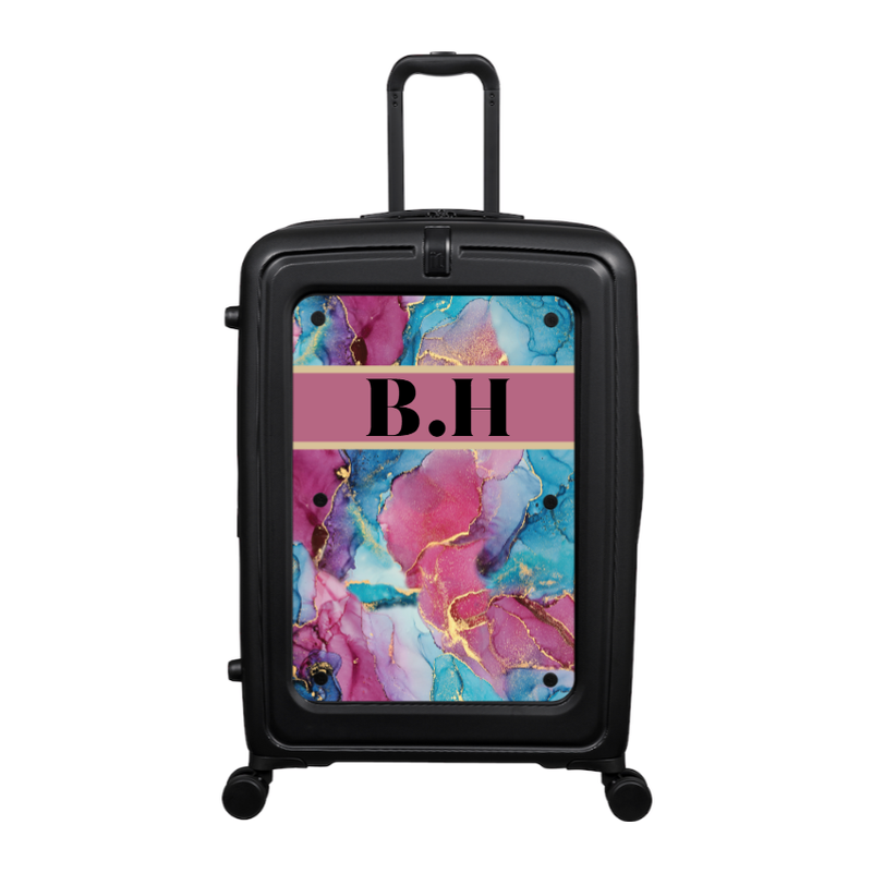 Modify - Suitcase with Personalised Panel (Colour Mix Marble Strip - Initials)