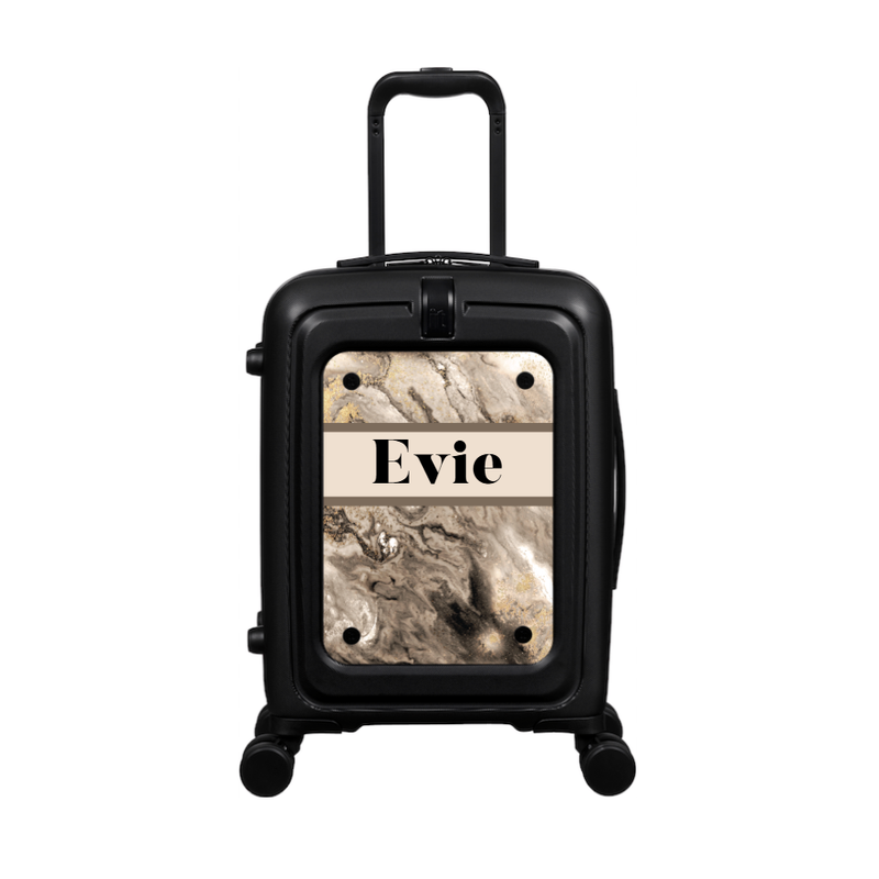 Modify - Suitcase with Personalised Panel (Neutral Marble Strip - Name)