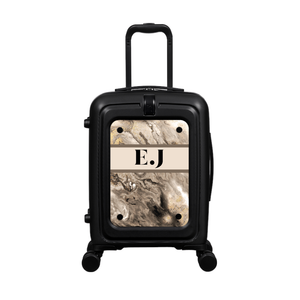 Modify - Suitcase with Personalised Panel (Neutral Marble Strip - Initials)