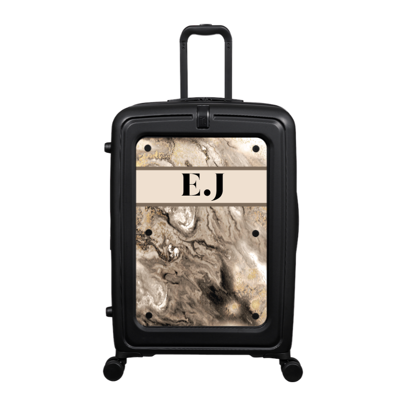 Modify - Suitcase with Personalised Panel (Neutral Marble Strip - Initials)