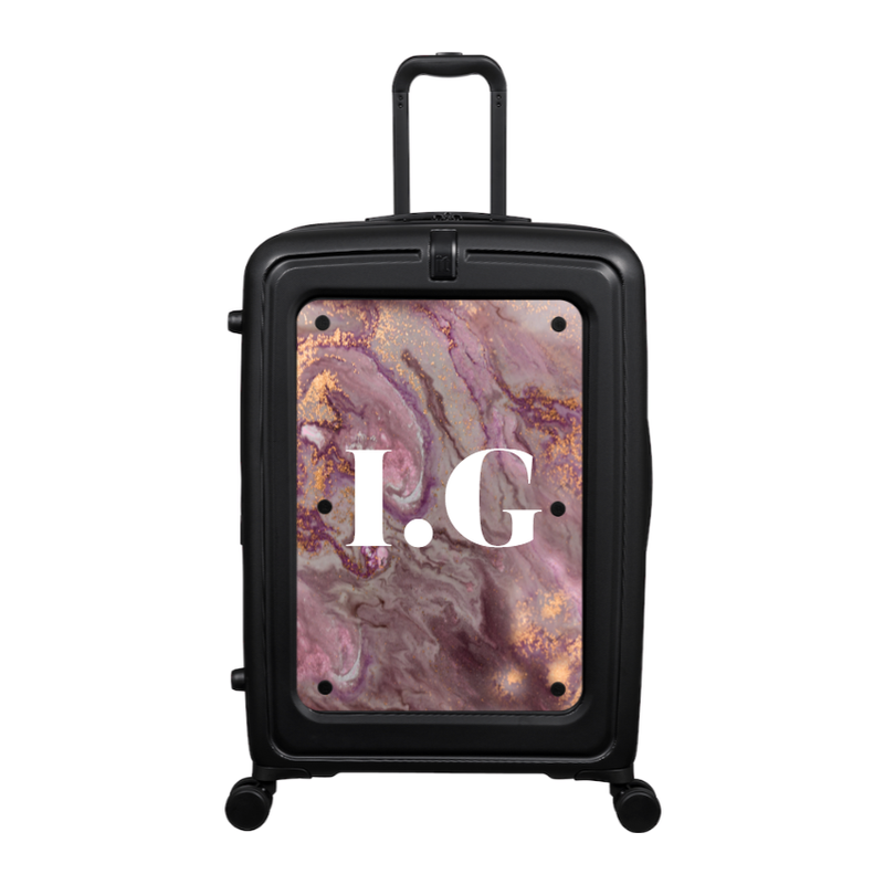 Modify - Suitcase with Personalised Panel (Rose Gold Marble - Initials)