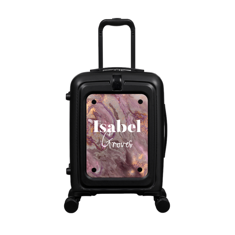 Modify - Suitcase with Personalised Panel (Rose Gold Marble - Double Name)