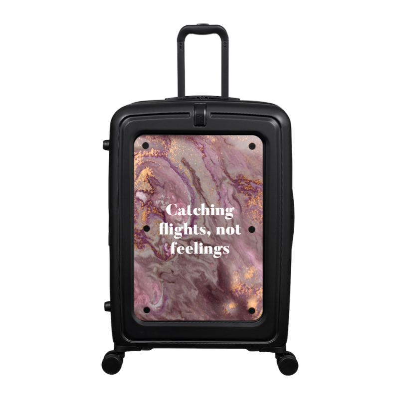 Modify - Suitcase with Personalised Panel (Rose Gold Marble - Quote)