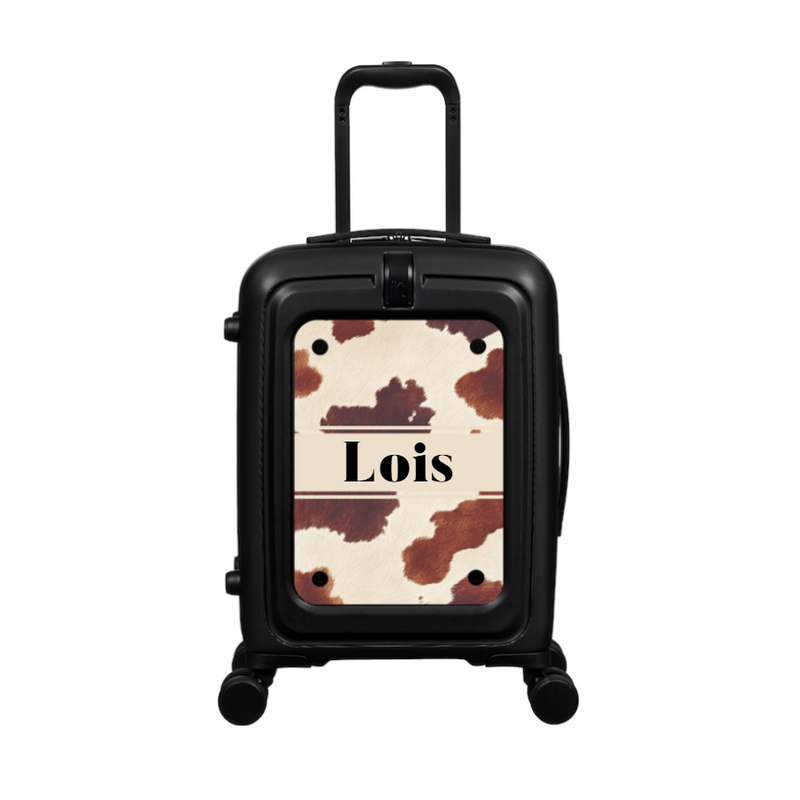 Modify - Suitcase with Personalised Panel (Textured Cow - Name)