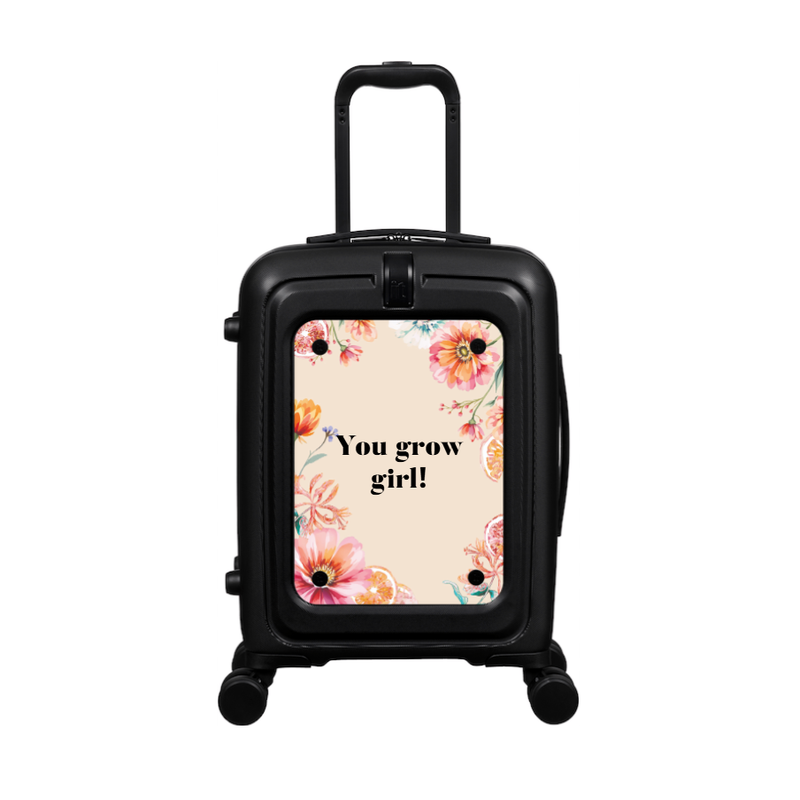 Modify - Suitcase with Personalised Panel (Summer Flowers - Quote)