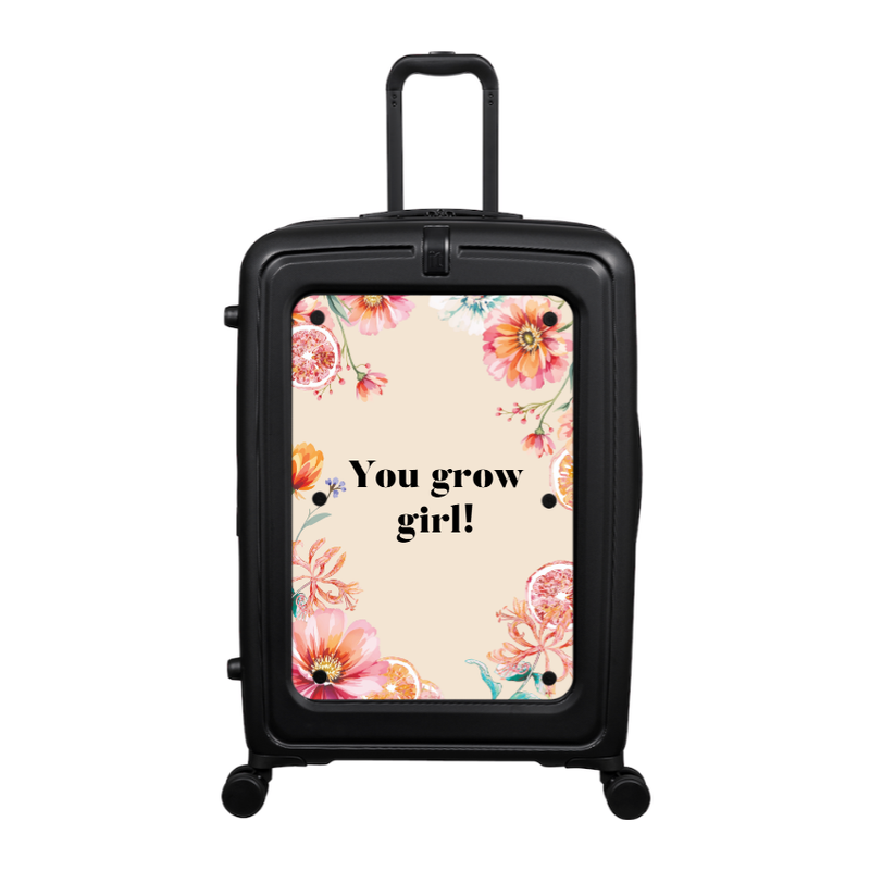 Modify - Suitcase with Personalised Panel (Summer Flowers - Quote)
