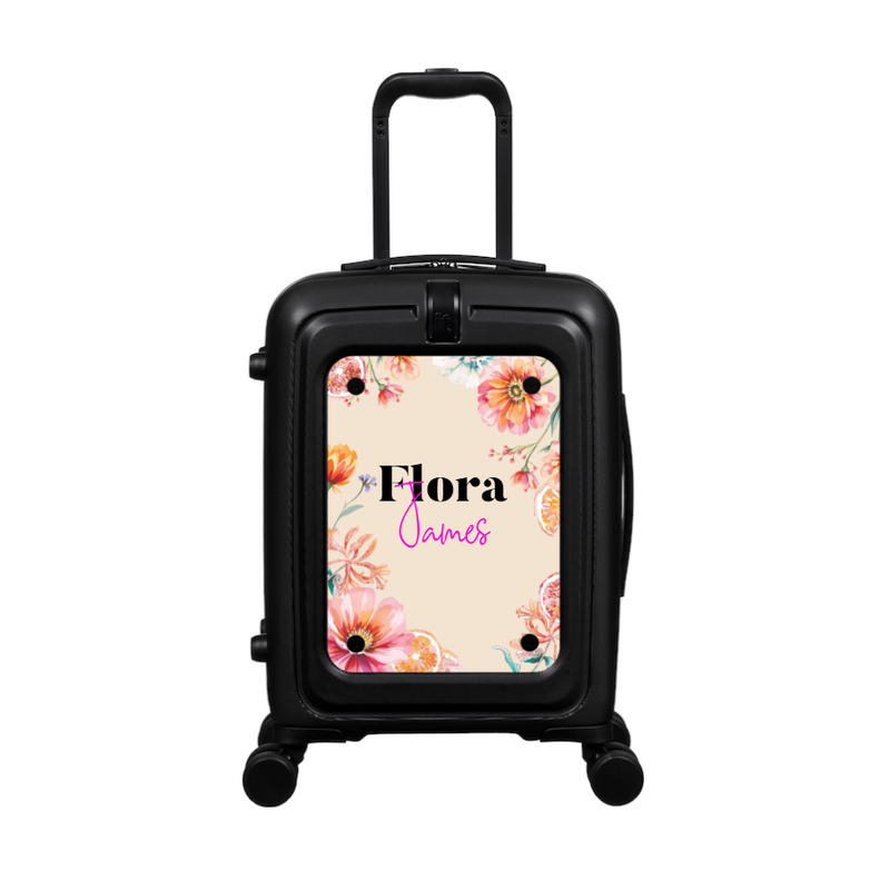 Modify - Suitcase with Personalised Panel (Summer Flowers - Double Name)