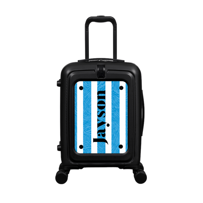 Modify - Suitcase with Personalised Panel (Blue Stripe Shirt - Side Name)