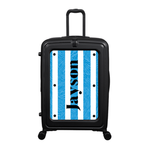 Modify - Suitcase with Personalised Panel (Blue Stripe Shirt - Side Name)