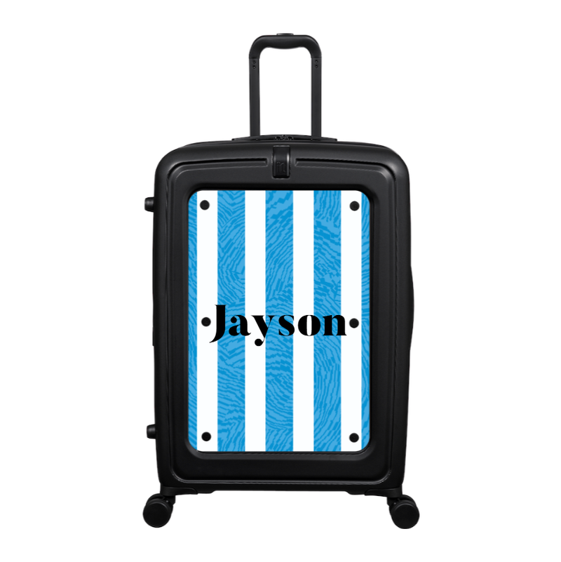 Modify - Suitcase with Personalised Panel (Blue Stripe Shirt - Name)
