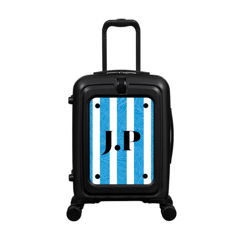 Modify - Suitcase with Personalised Panel (Blue Stripe Shirt - Initials)
