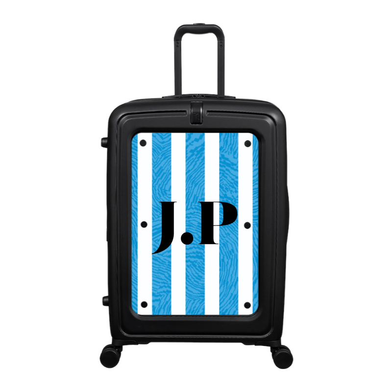 Modify - Suitcase with Personalised Panel (Blue Stripe Shirt - Initials)