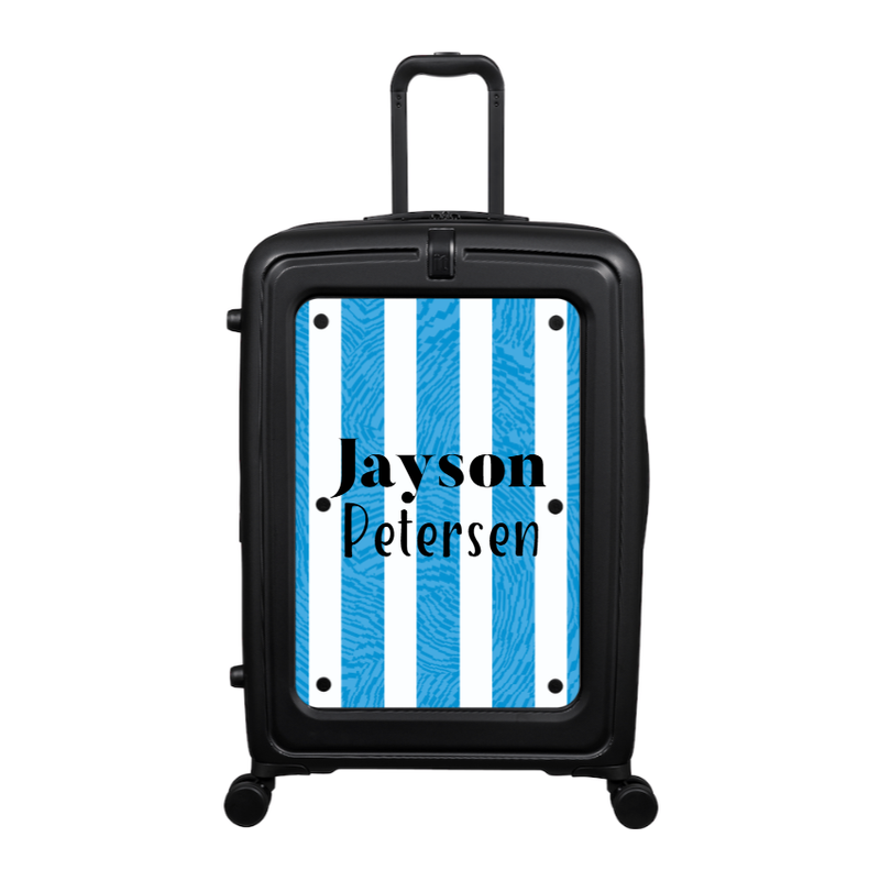 Modify - Suitcase with Personalised Panel (Blue Stripe Shirt - Double Name)