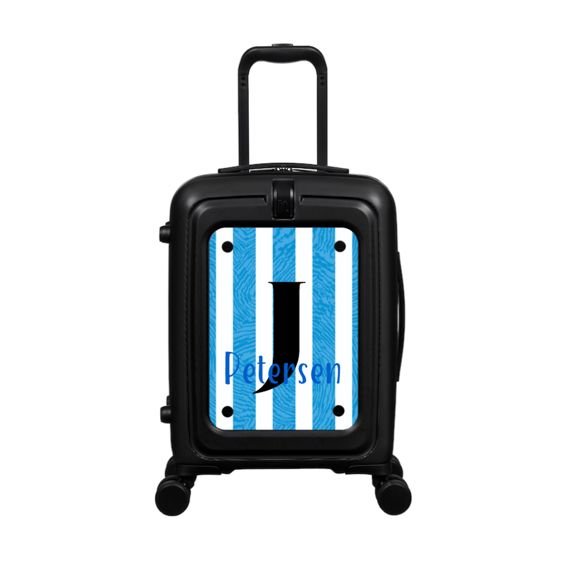 Modify - Suitcase with Personalised Panel (Blue Stripe Shirt - Letter & Name)