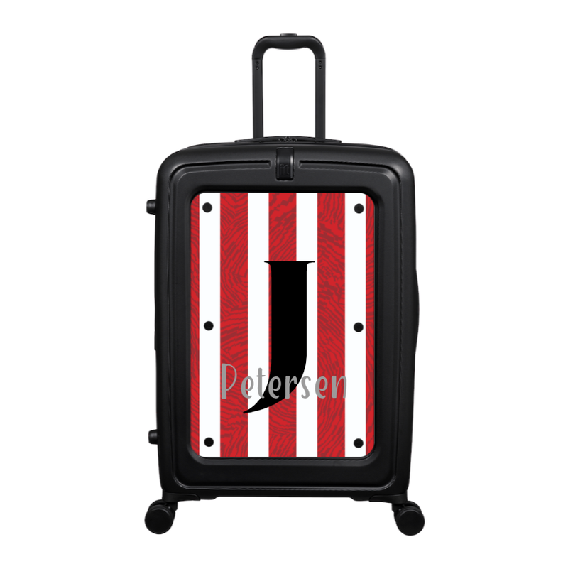 Modify - Suitcase with Personalised Panel (Red Stripe Shirt - Letter & Name)