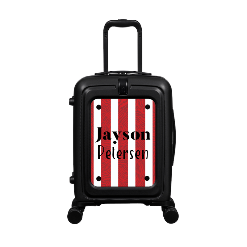 Modify - Suitcase with Personalised Panel (Red Stripe Shirt - Double Name)