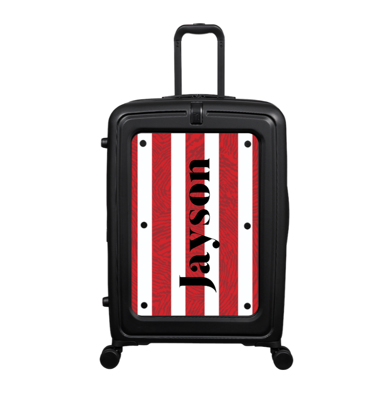 Modify - Suitcase with Personalised Panel (Red Stripe Shirt - Side Name)