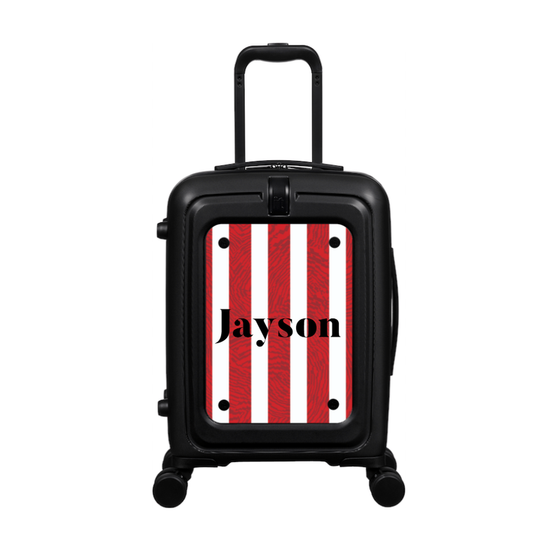 Modify - Suitcase with Personalised Panel (Red Stripe Shirt - Name)