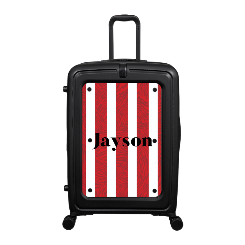 Modify - Suitcase with Personalised Panel (Red Stripe Shirt - Name)