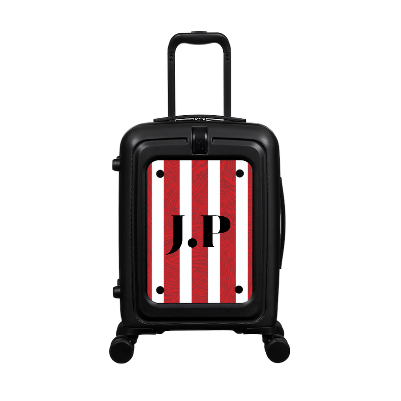 Modify - Suitcase with Personalised Panel (Red Stripe Shirt - Initials)