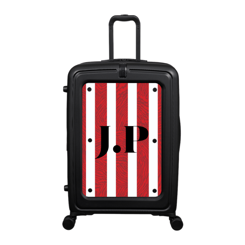 Modify - Suitcase with Personalised Panel (Red Stripe Shirt - Initials)